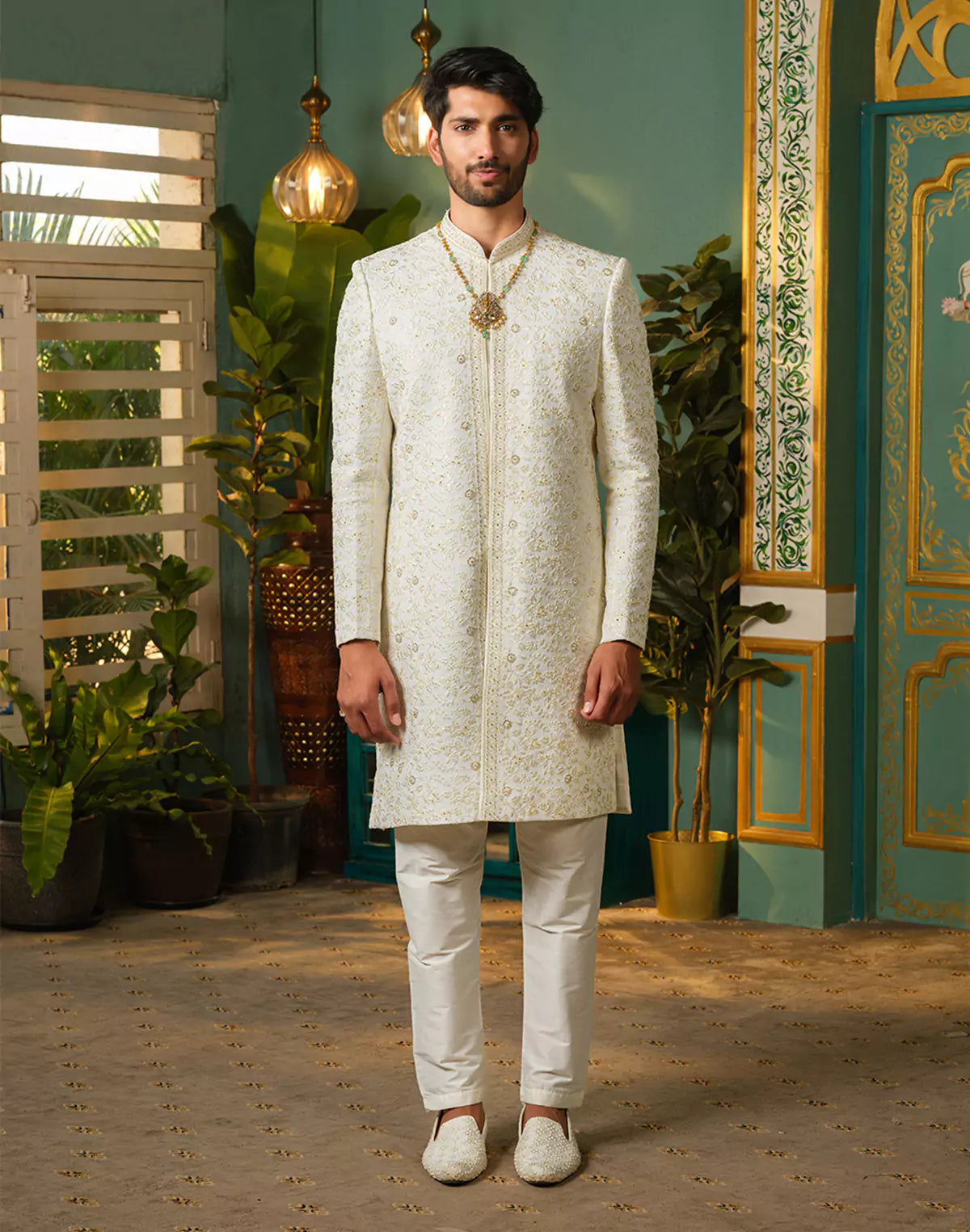All Over Heavy Self Jacquard Cream Semi-Indo Style