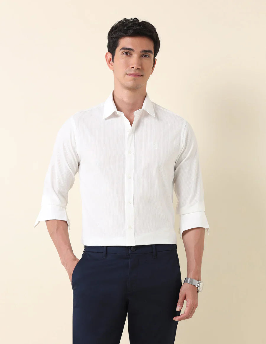 White Plain Cotton Tailored Fit Shirt