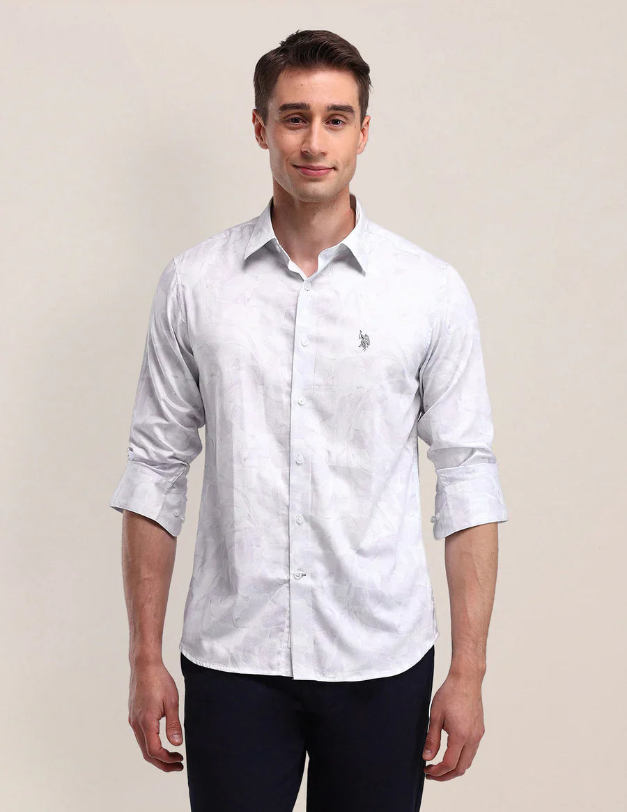 Light Lavender Satin Printed Shirt