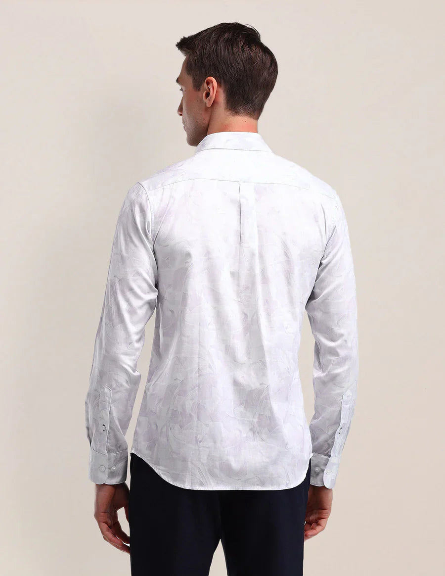 Light Lavender Satin Printed Shirt