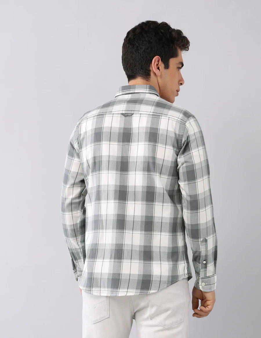 Grey All Over Checked Cotton Classic Shirt