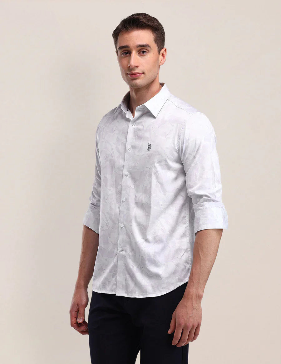 Light Lavender Satin Printed Shirt