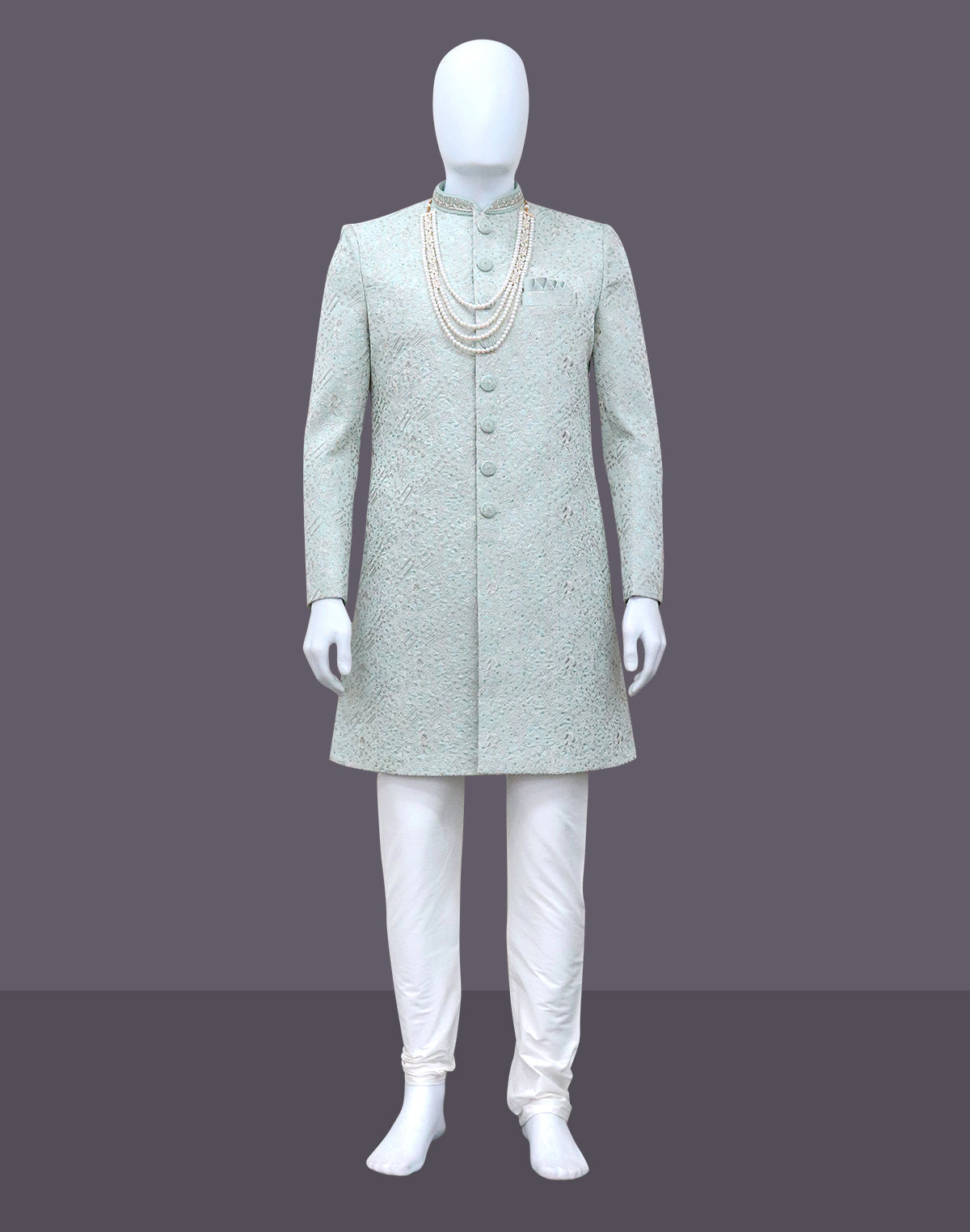 Stylish Floral Patterned Classic Pista Raw Silk Embroidery with Stones work Indo Western