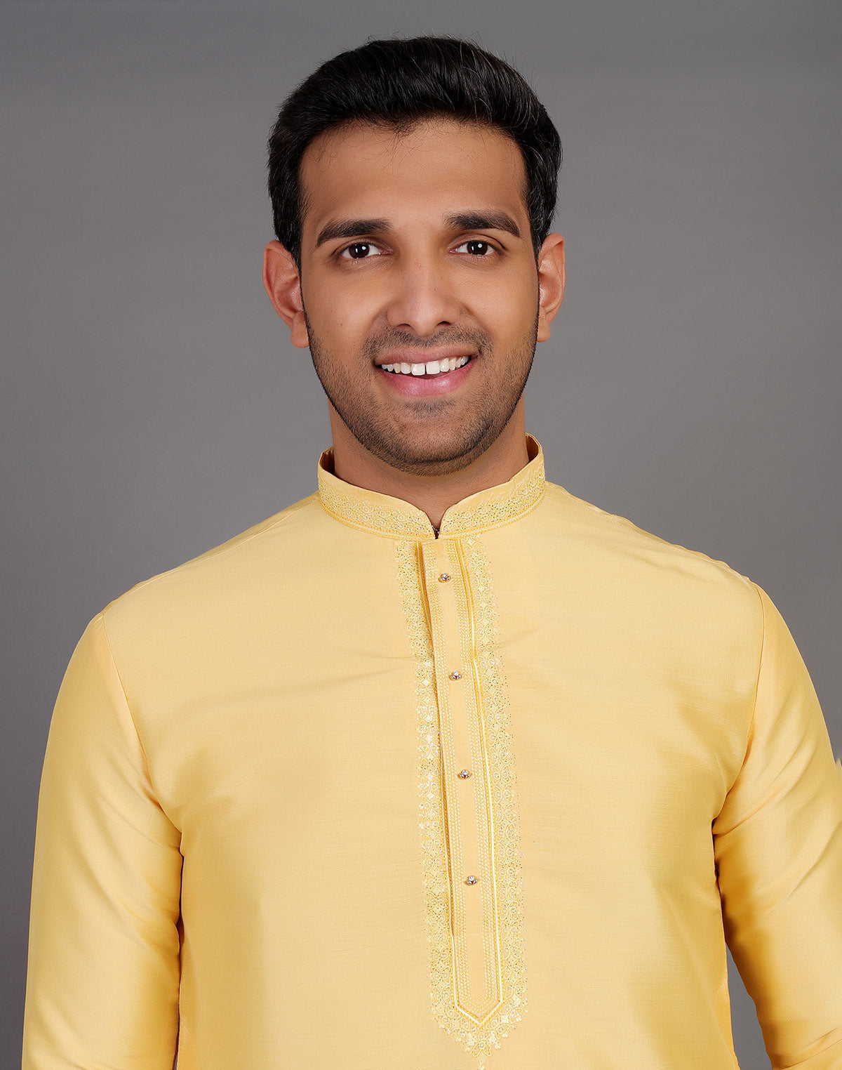 Simple Yellow Coloured Plain Soft Silk Kurta Pajama