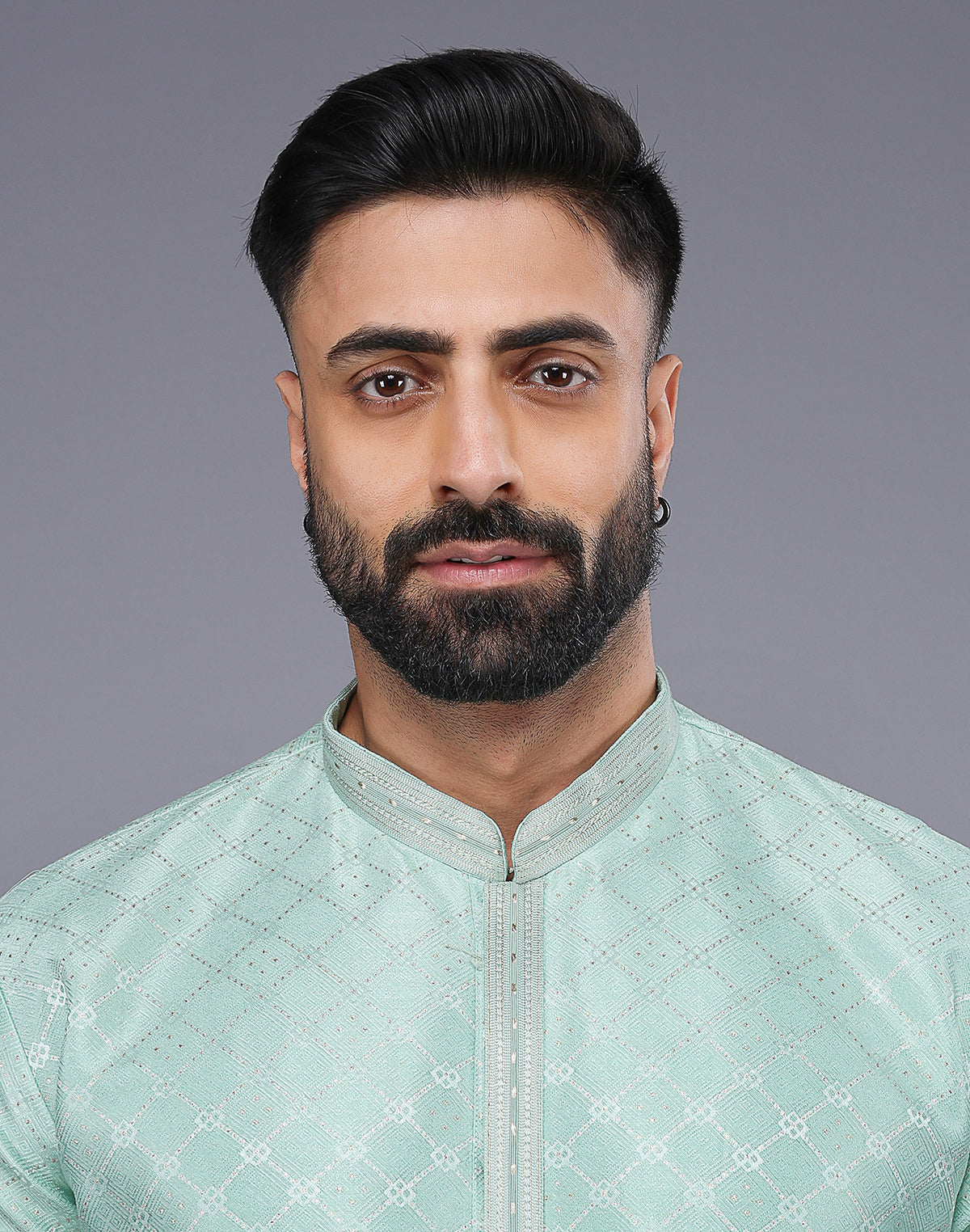 Pista Coloured Mica Print and Thread work Soft Silk Kurta Set