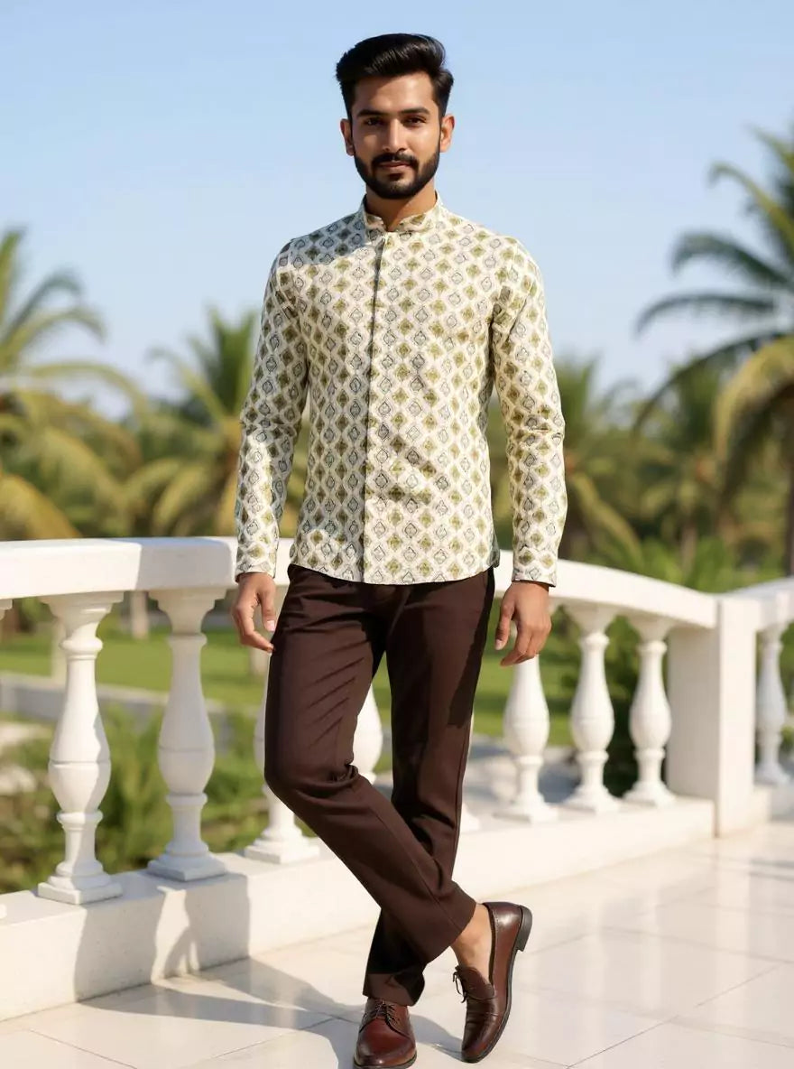Hunter Green Glaxo Cotton Floral Printed Short Kurta