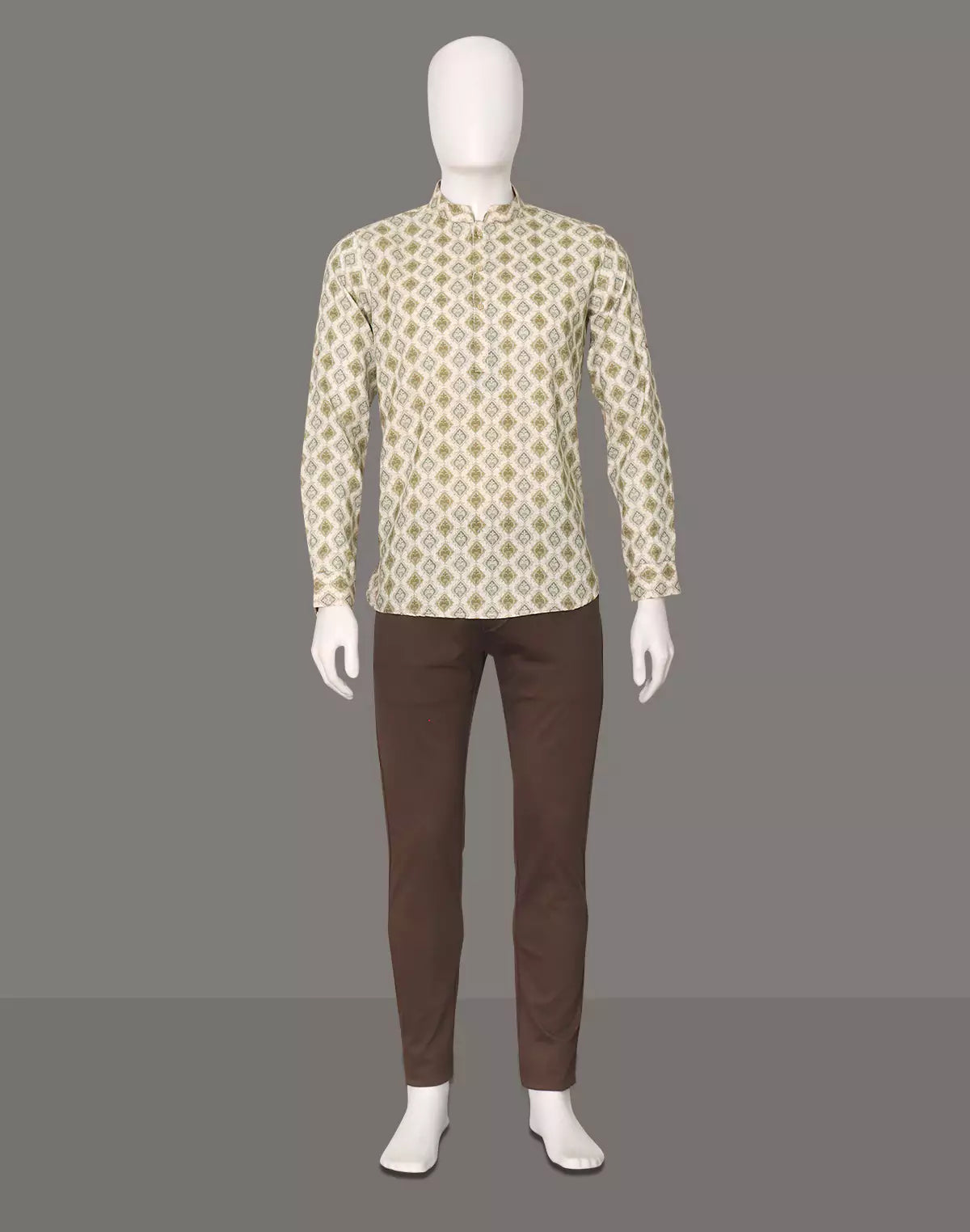 Hunter Green Glaxo Cotton Floral Printed Short Kurta