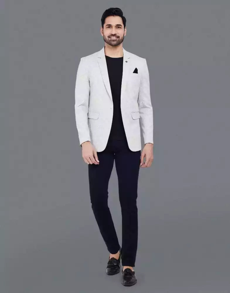Grey Stylish and Self Textured Blazer