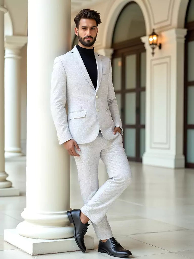 White Plain Cotton with Lycra Blazer