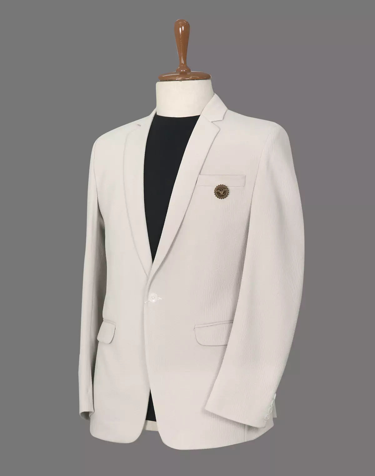 Fawn Chevron Imported Lycra Stretchable Giza Cotton Blazer