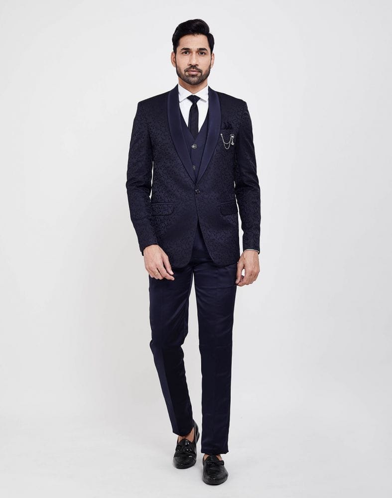 Navy Blue Slim Fit Pc Tuxido Designer Suit
