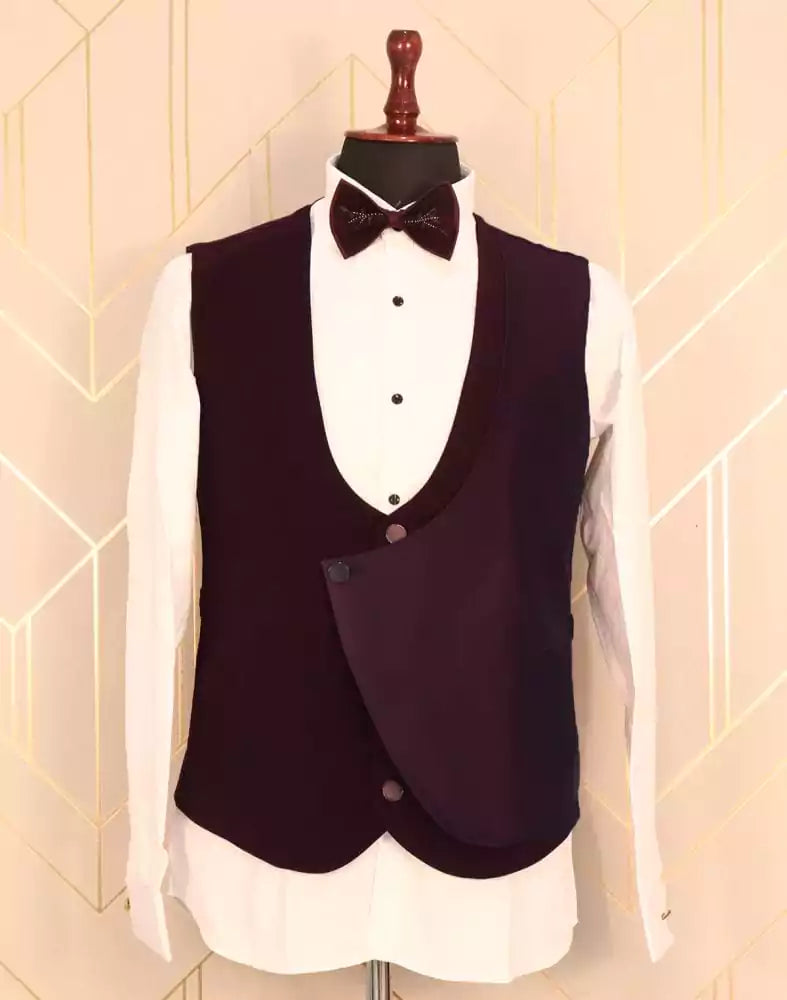 Designer Maroon Plain Polynosic Beads Suit Set