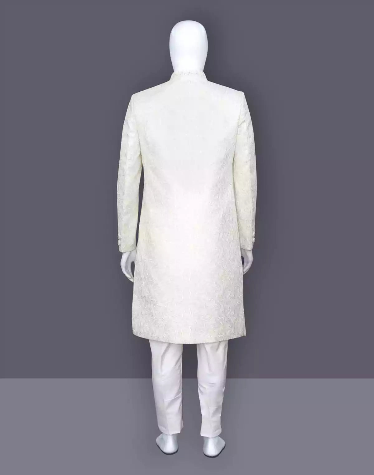 Cream Embroidery work Milky Silk Indo Western Open Jacket