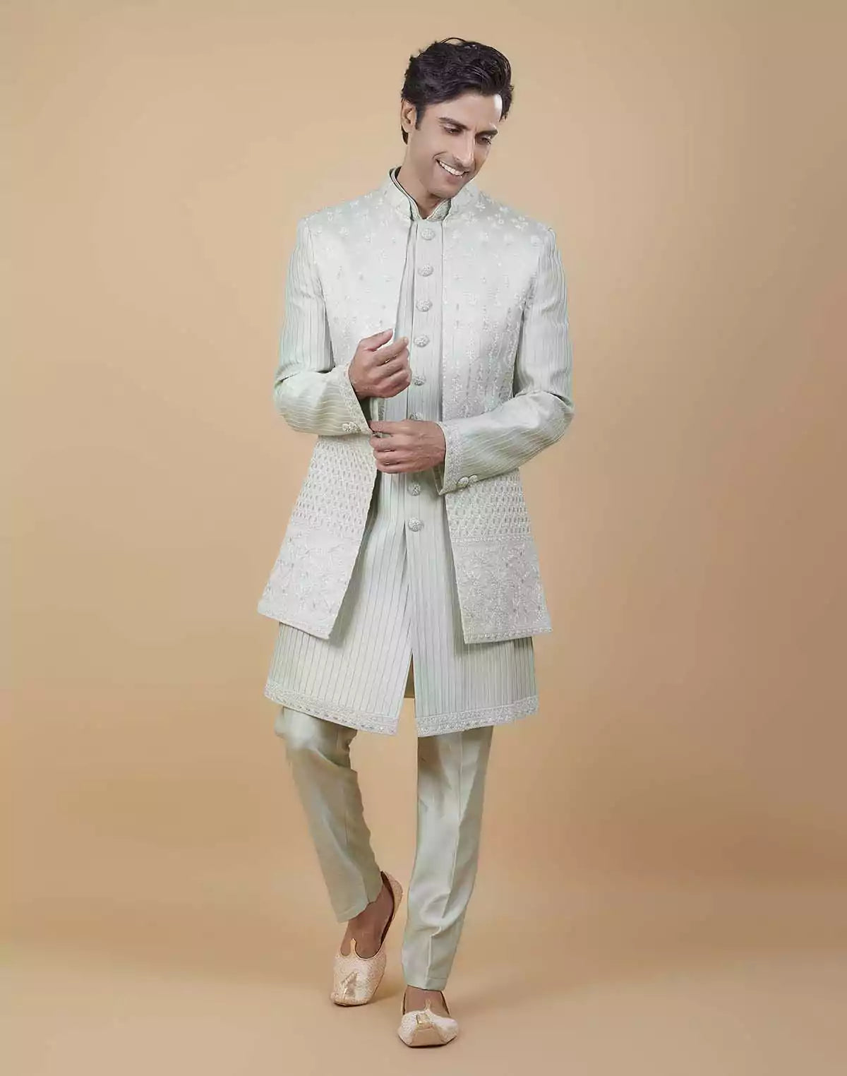 All Over Beautifully Crafted Embroidery work Open Jakcet Style