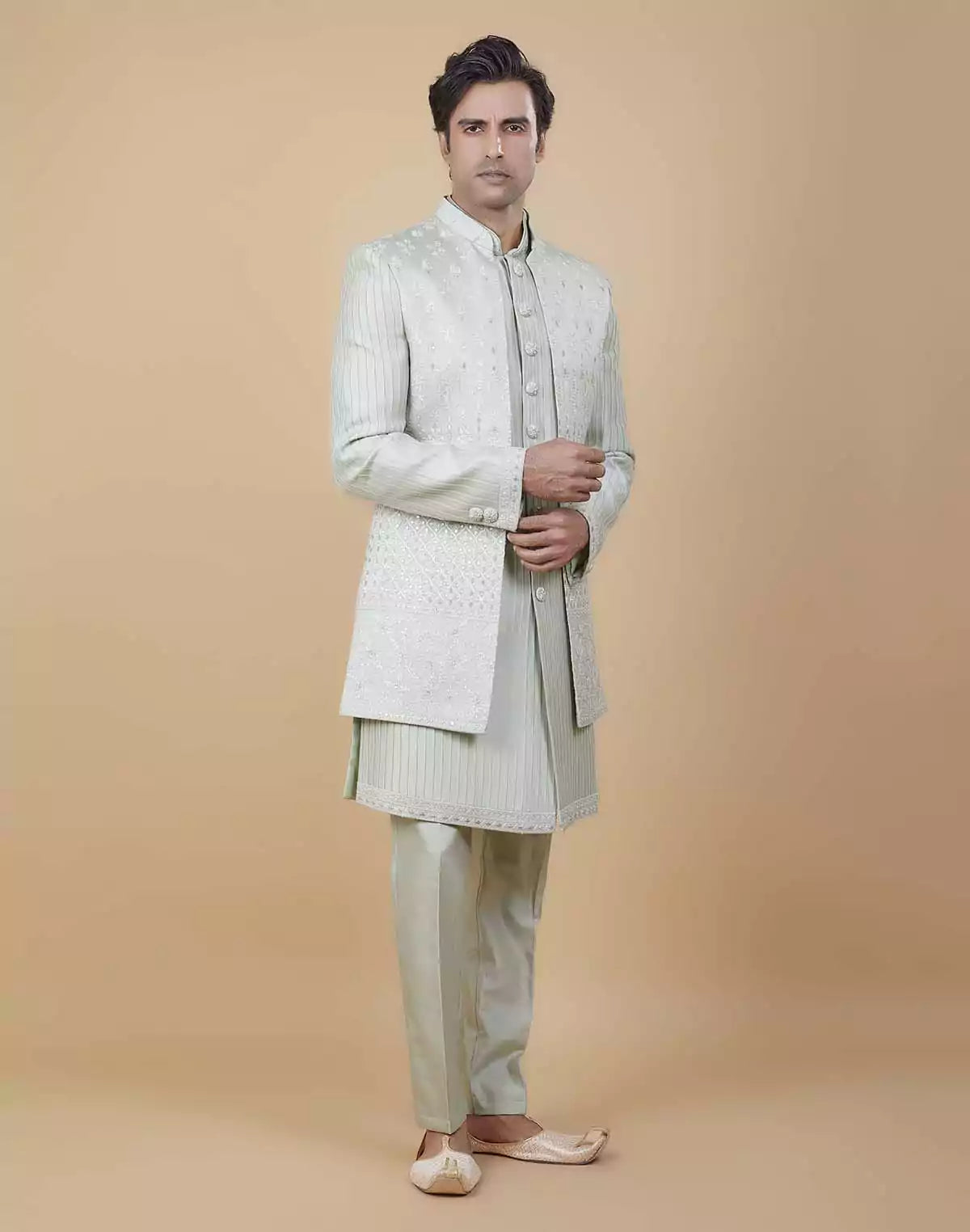 All Over Beautifully Crafted Embroidery work Open Jakcet Style