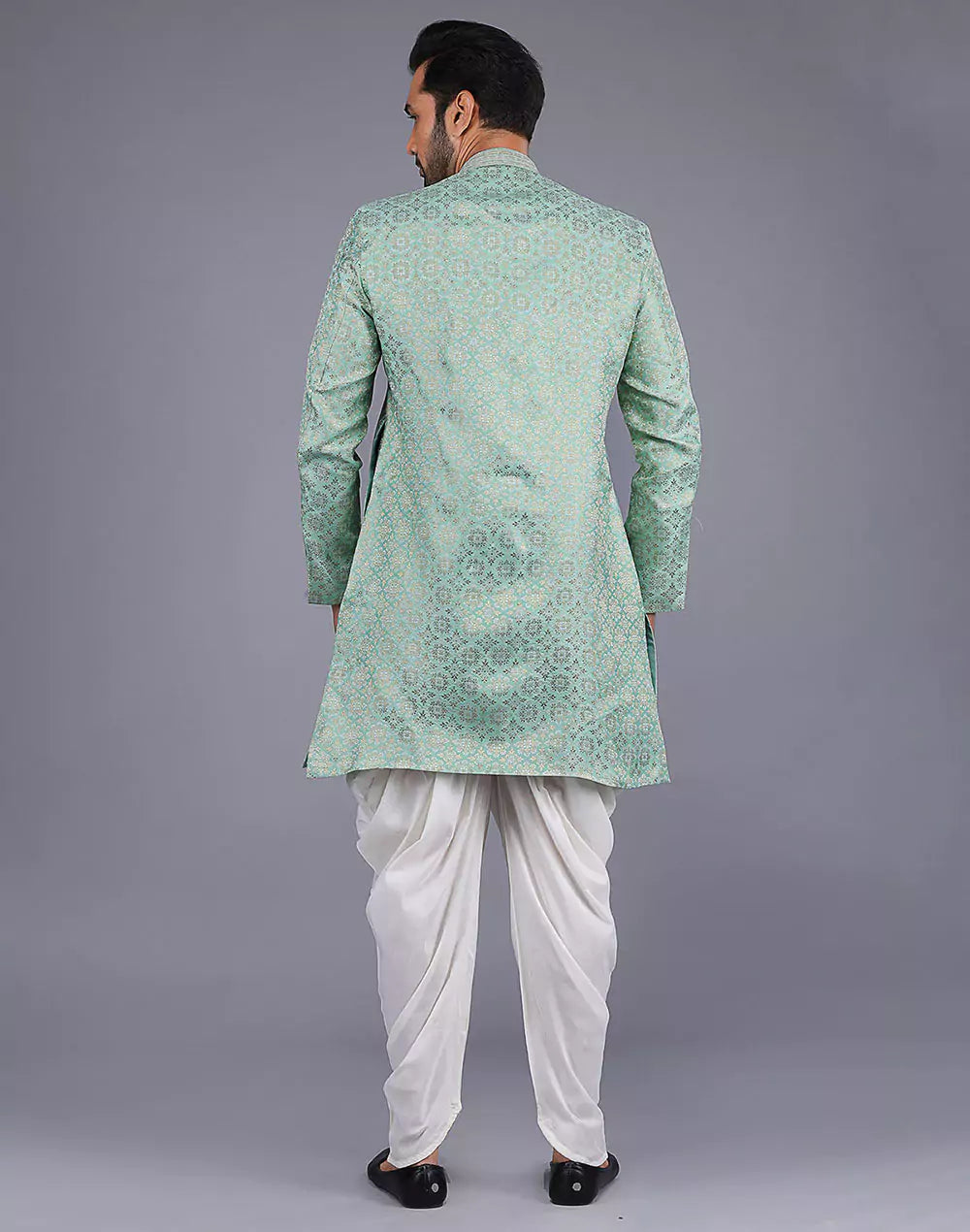 Jacquard Fabric All Over Embroidery Work Pista Semi Indo Style