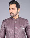Light Brown Imperial Floral Patterned Jacquard Semi-Indo Style