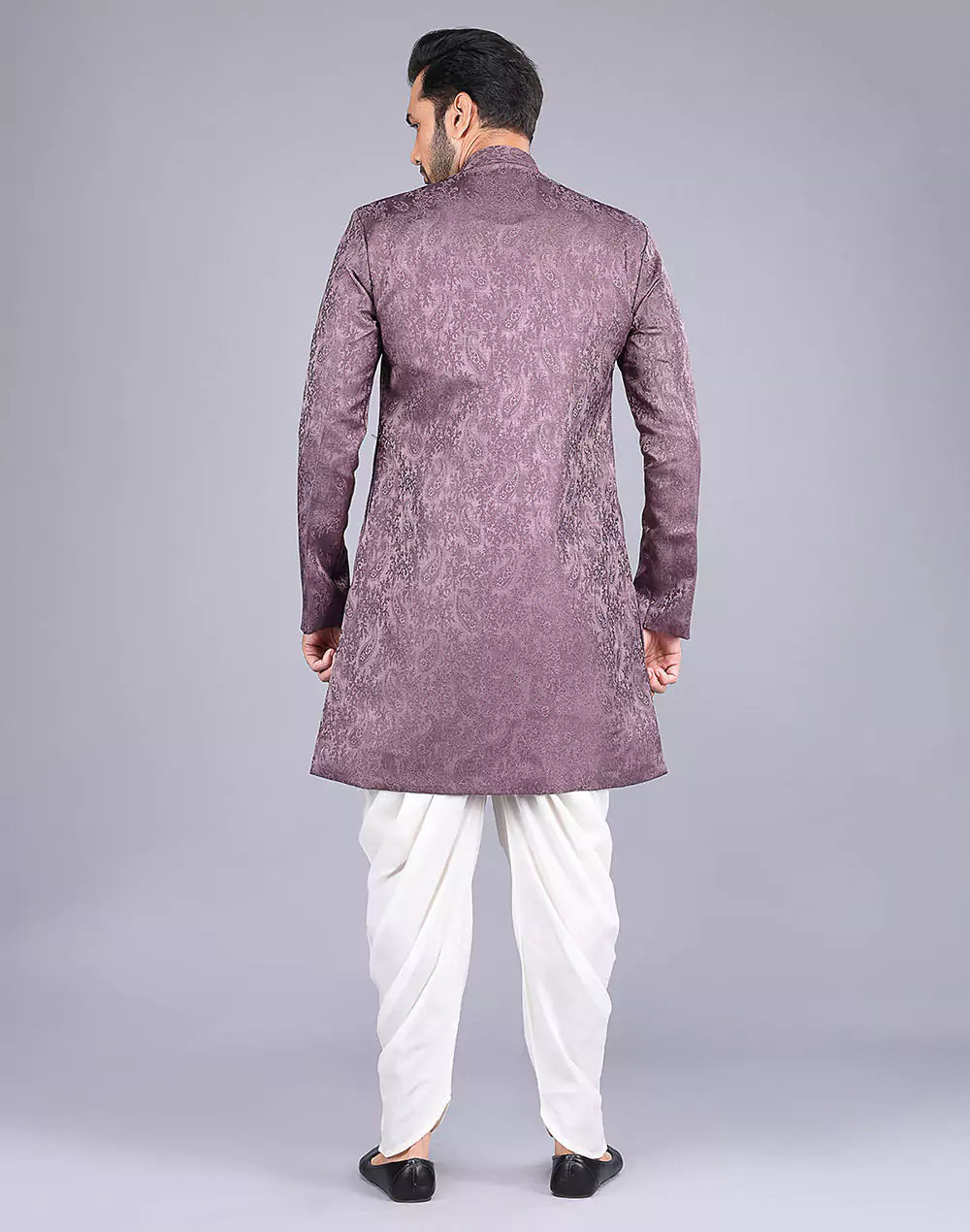 Light Brown Imperial Floral Patterned Jacquard Semi-Indo Style