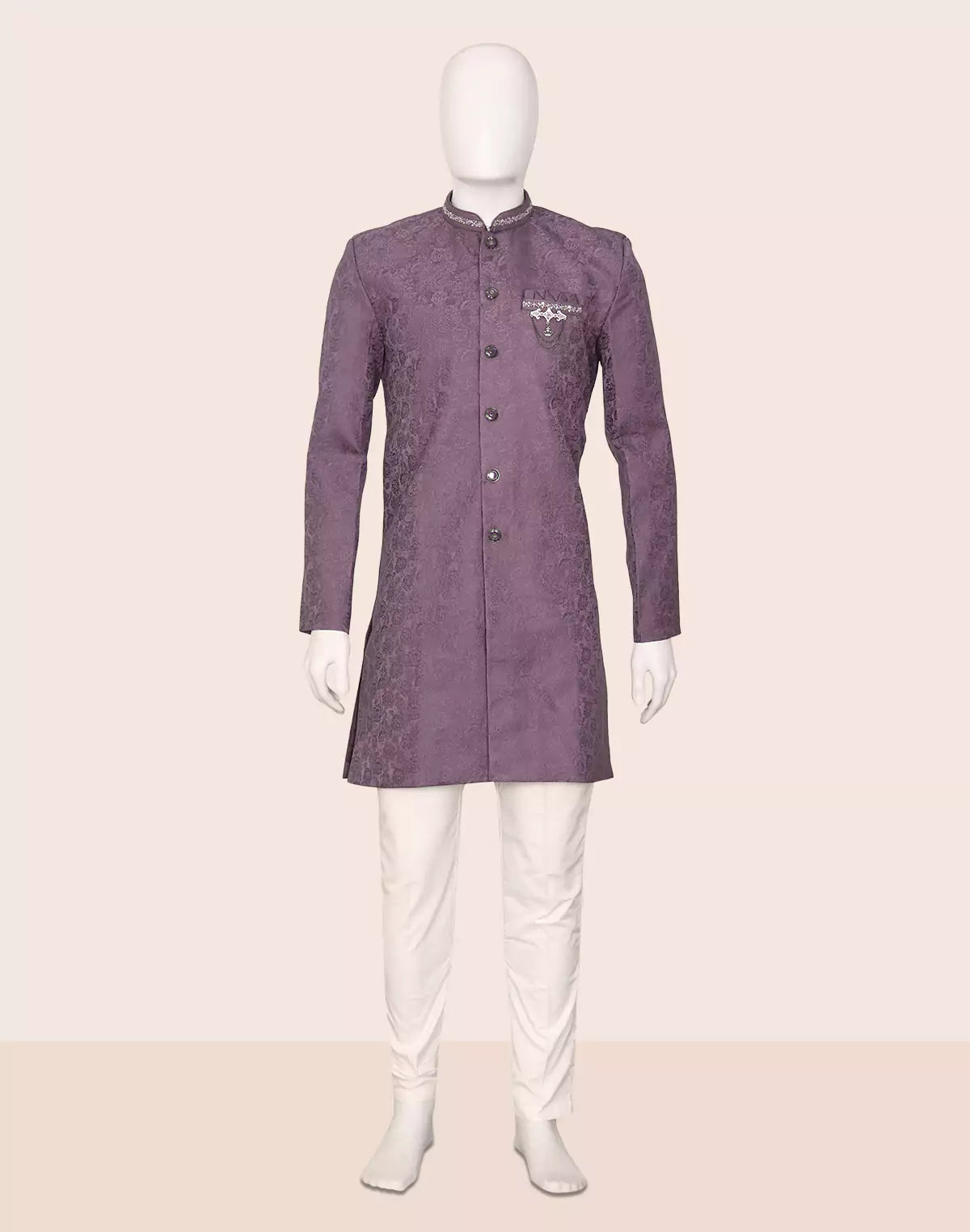 Designer Purple Self Patterned Jacquard Semi Indo