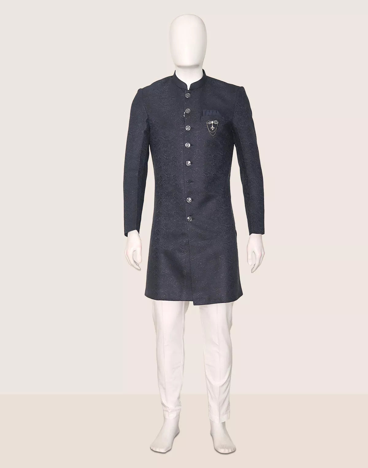 Jacquard Self Paisely Design Blue Semi Indo