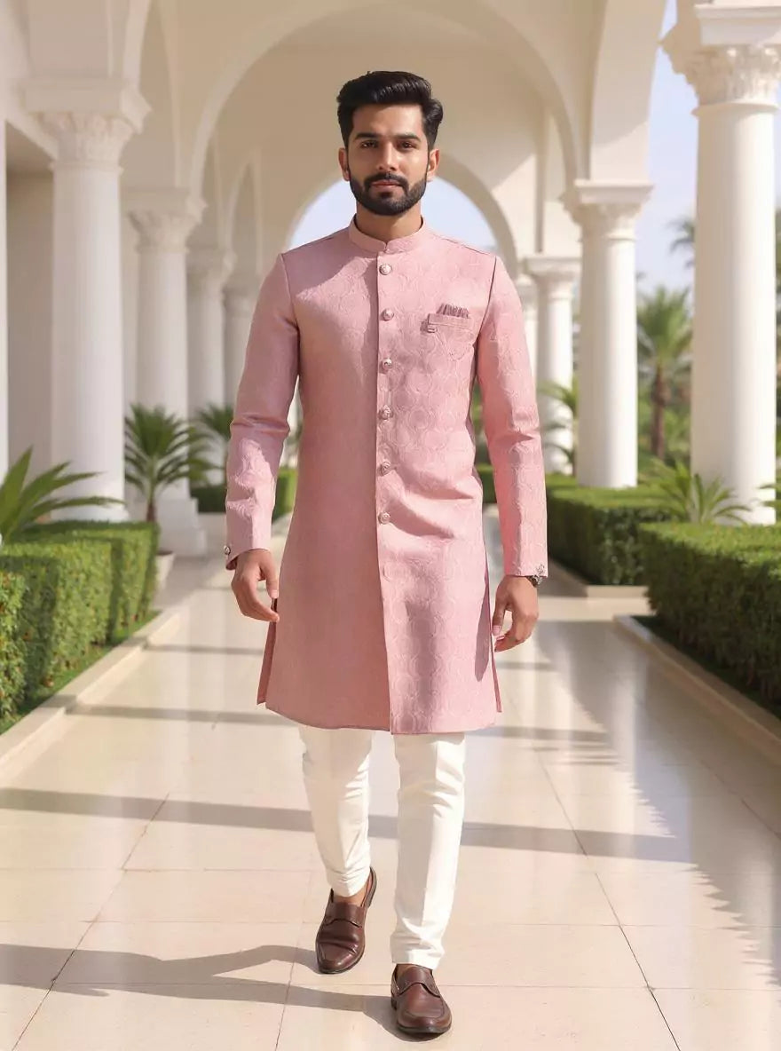 Self Floral Design Jacquard Semi-Indo in Onion