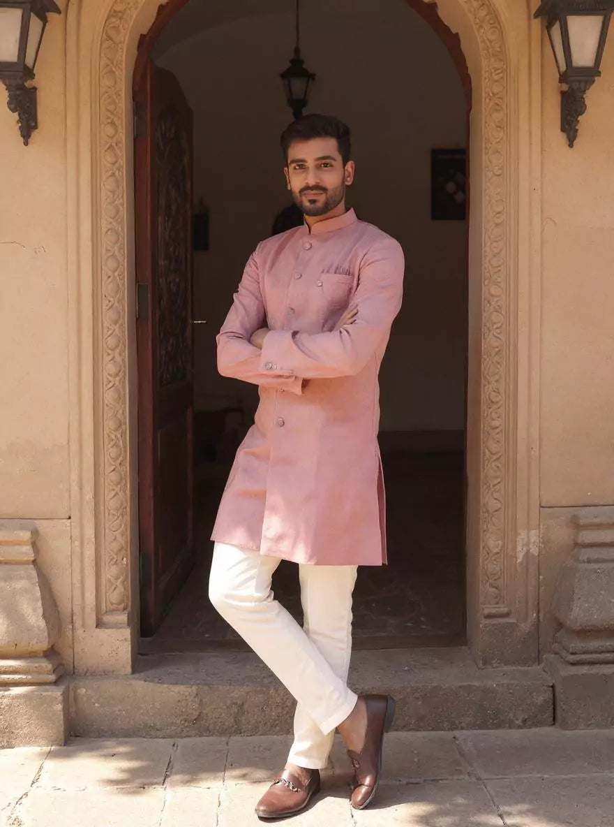 Self Floral Design Jacquard Semi-Indo in Onion