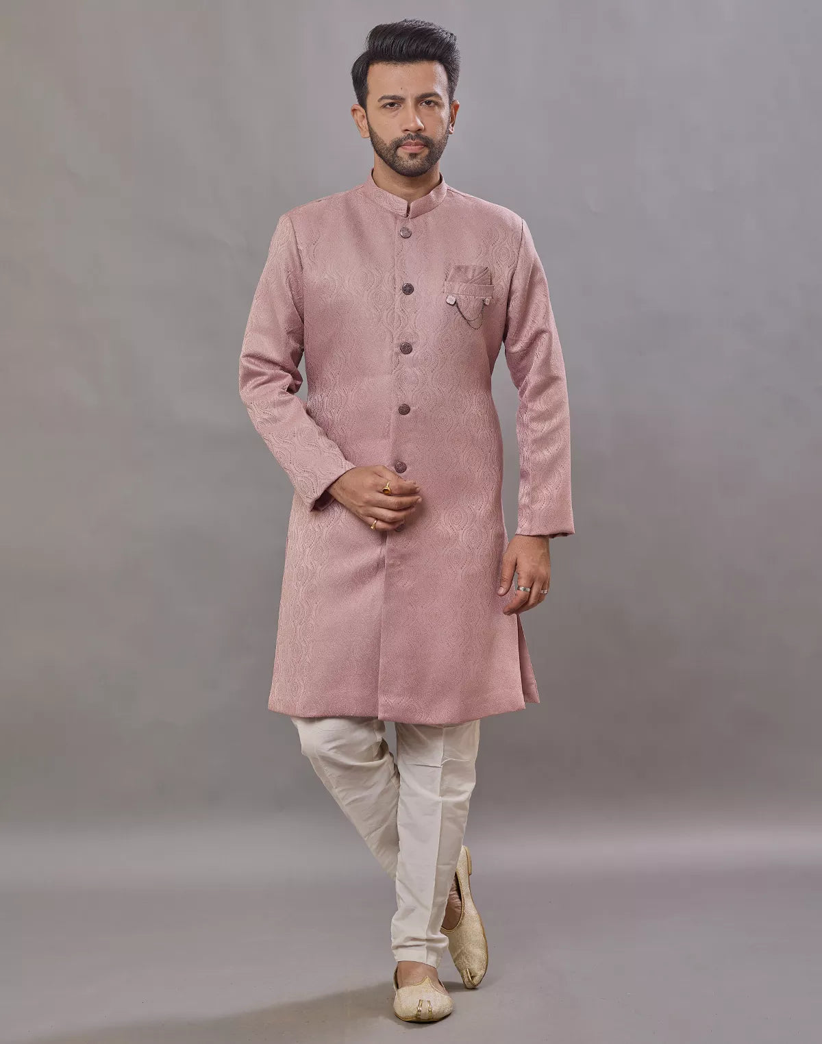 Designer Onion Self Patterned Jacquard Semi Indo