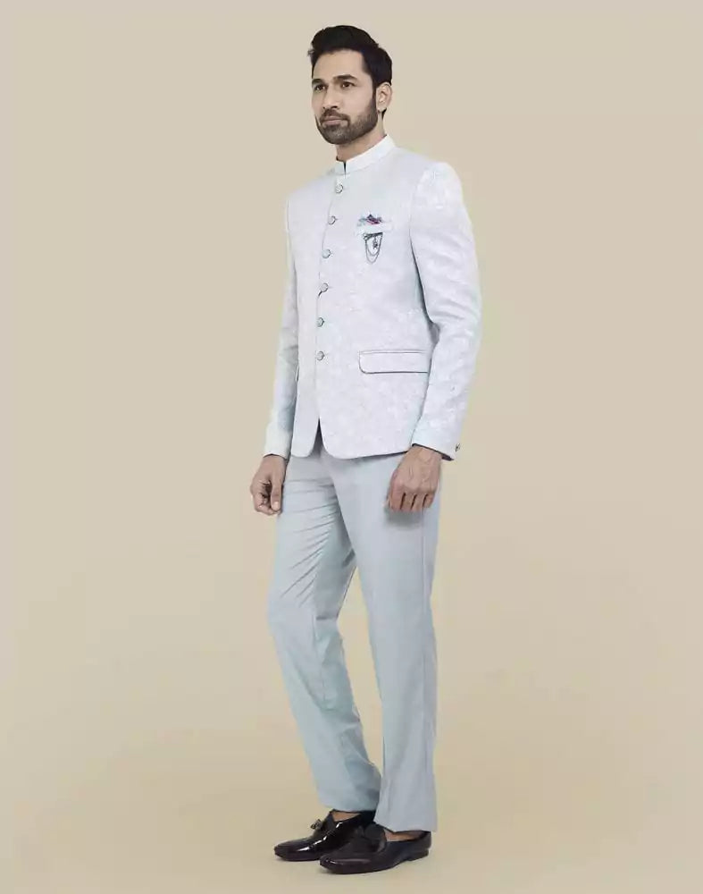 Sky Blue Self Textured Bandhagala Set