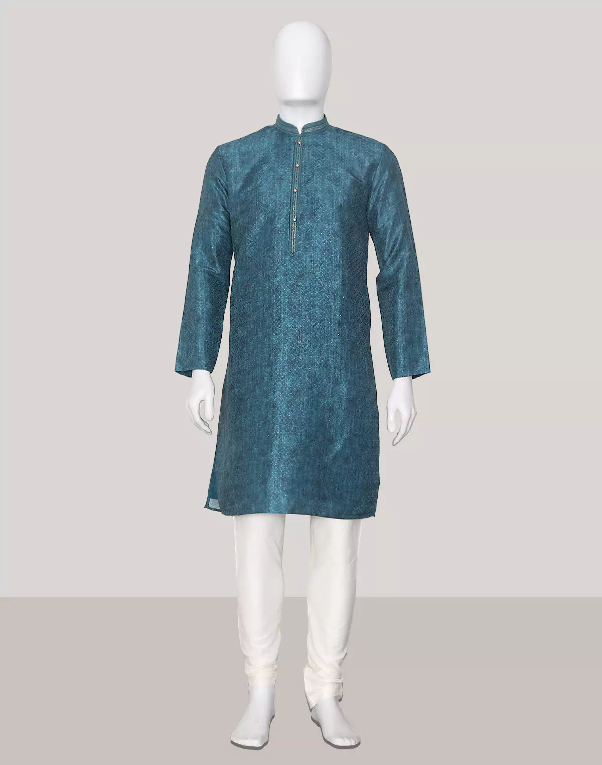 Light Rama Coloured Embellished work Self Design Jacquard Kurta Set
