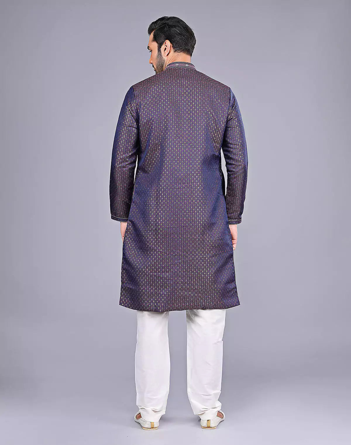 Wine Coloured Self Highlighted Thread work Soft Silk Kurta Set