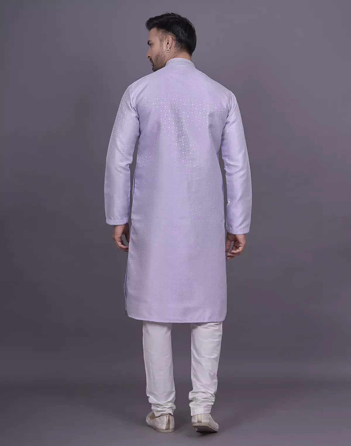 Light Pink Self Geometric Design Jacquard Kurta Pajama