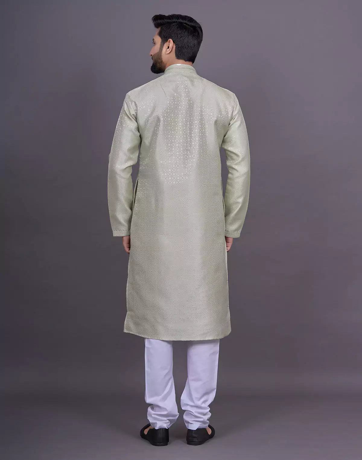 Pista Self Geometric Design Jacquard Kurta Pajama