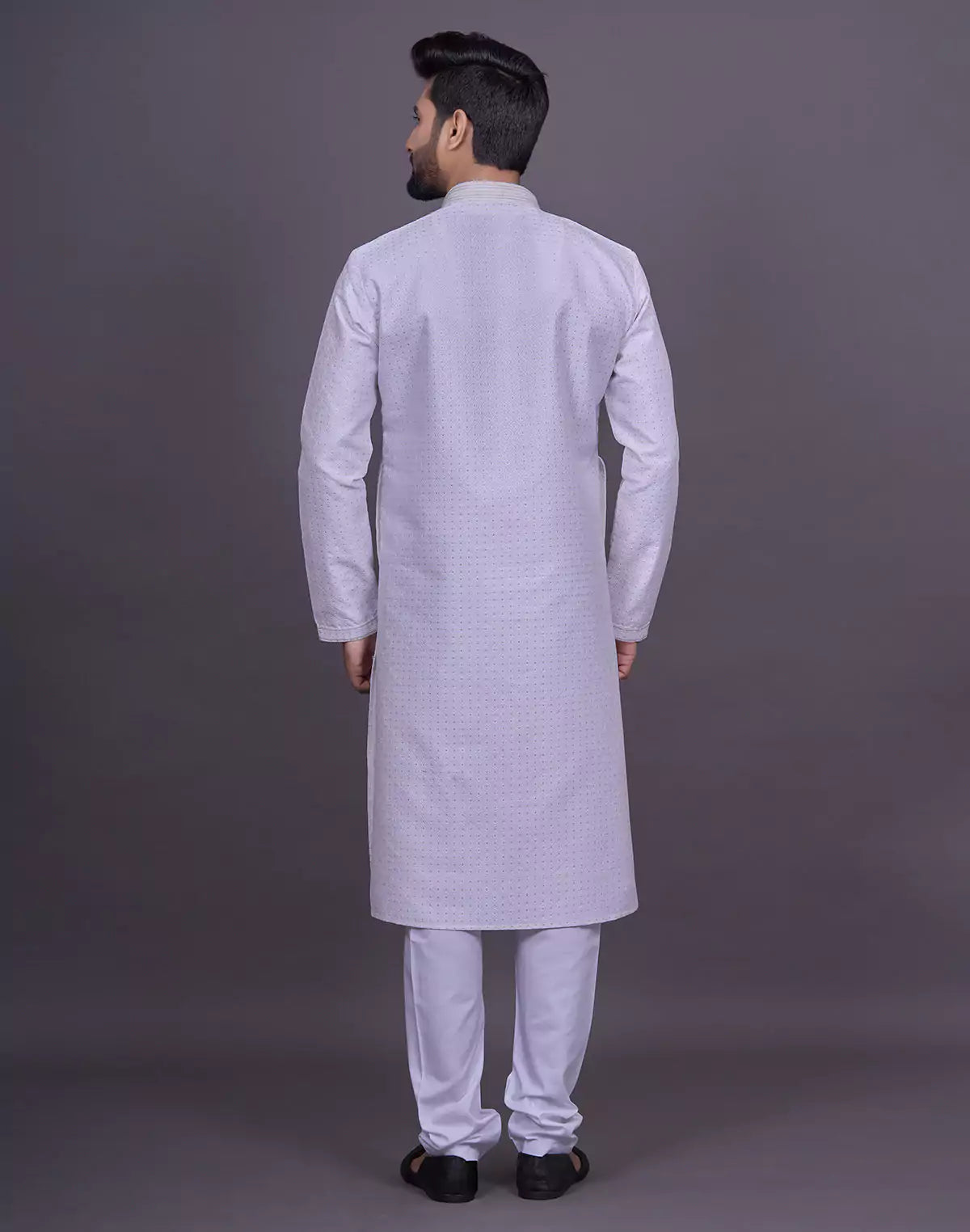 Off White Self Brocade Jacquard Kurta Pyjama