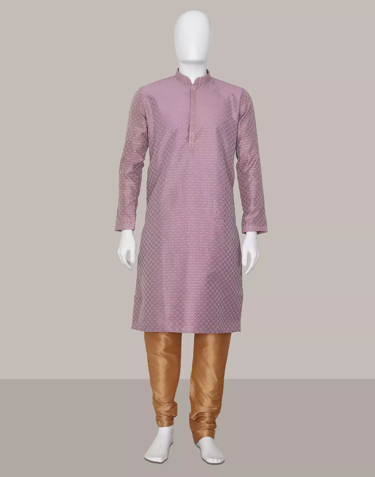 Onion Colour Self Brocade Thread work Jacquard Kurta Set