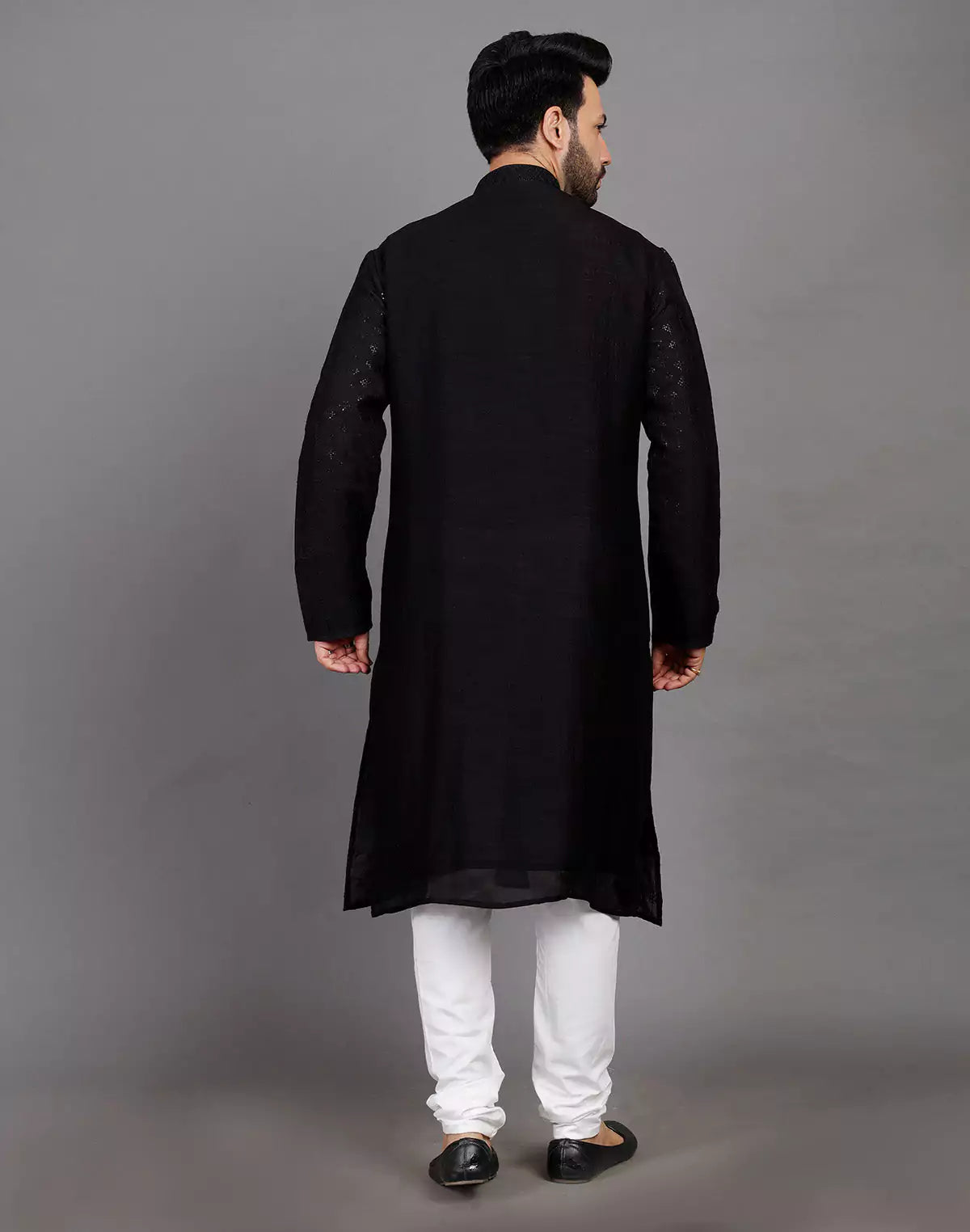 Stylish All Over Sequence Work Black Party Wear Kurta Set