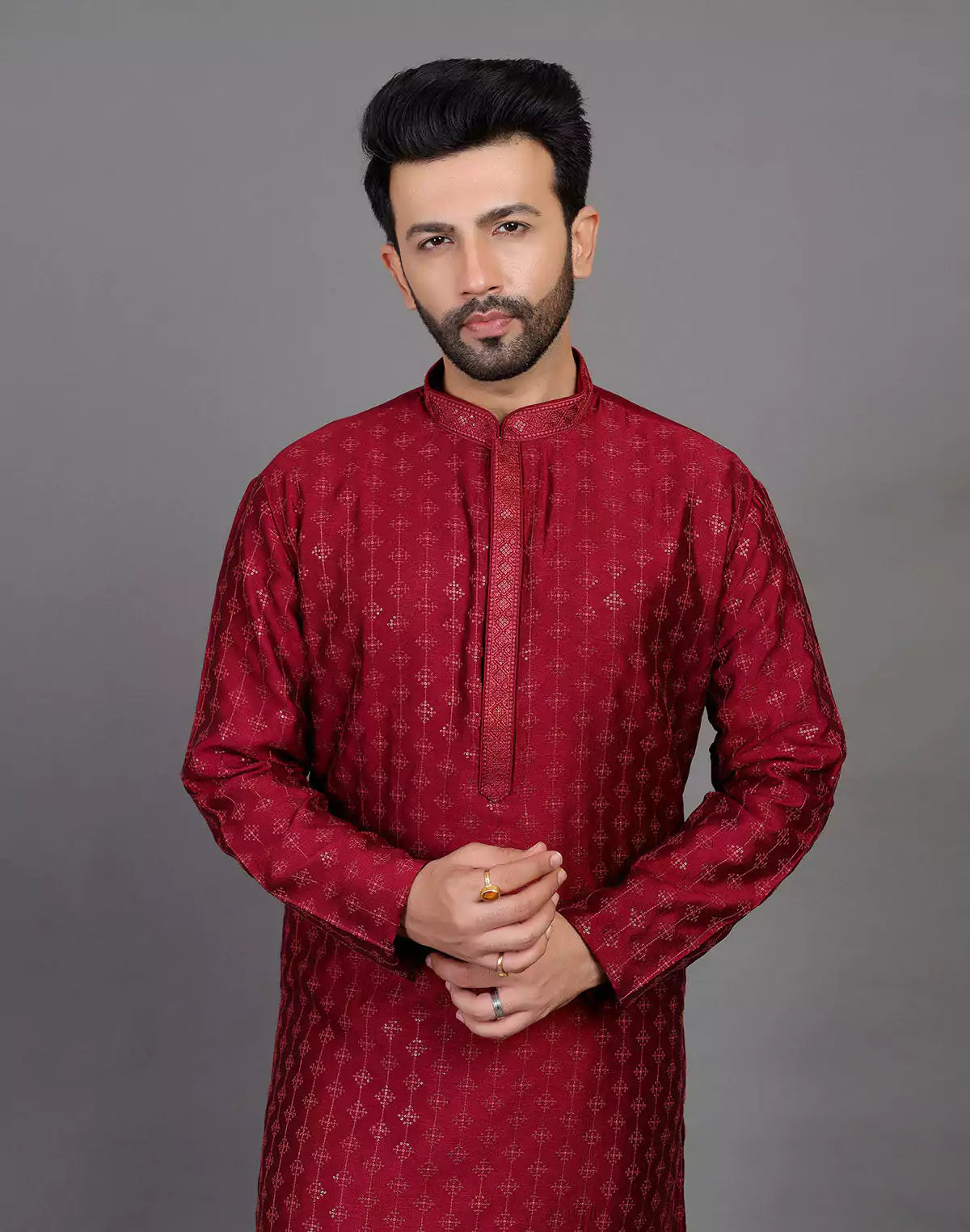 Stylish All Over Sequence Work Maroon Party Wear Kurta Set