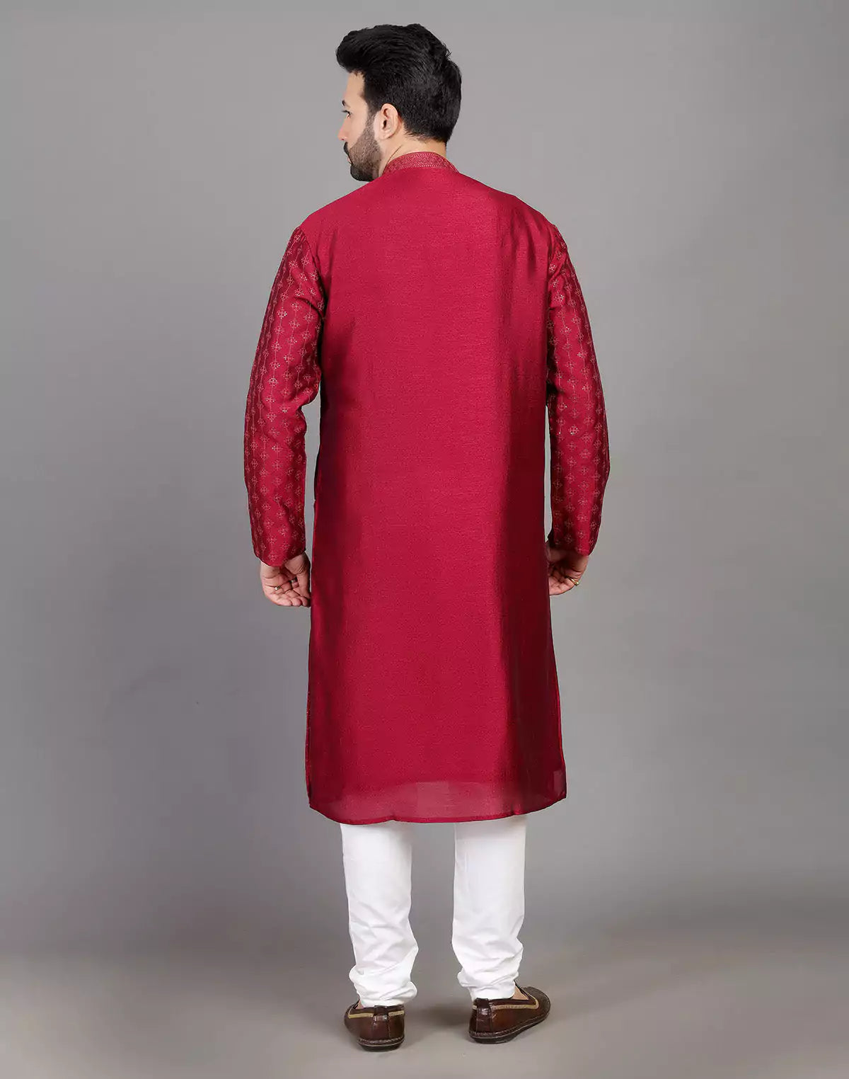 Stylish All Over Sequence Work Maroon Party Wear Kurta Set