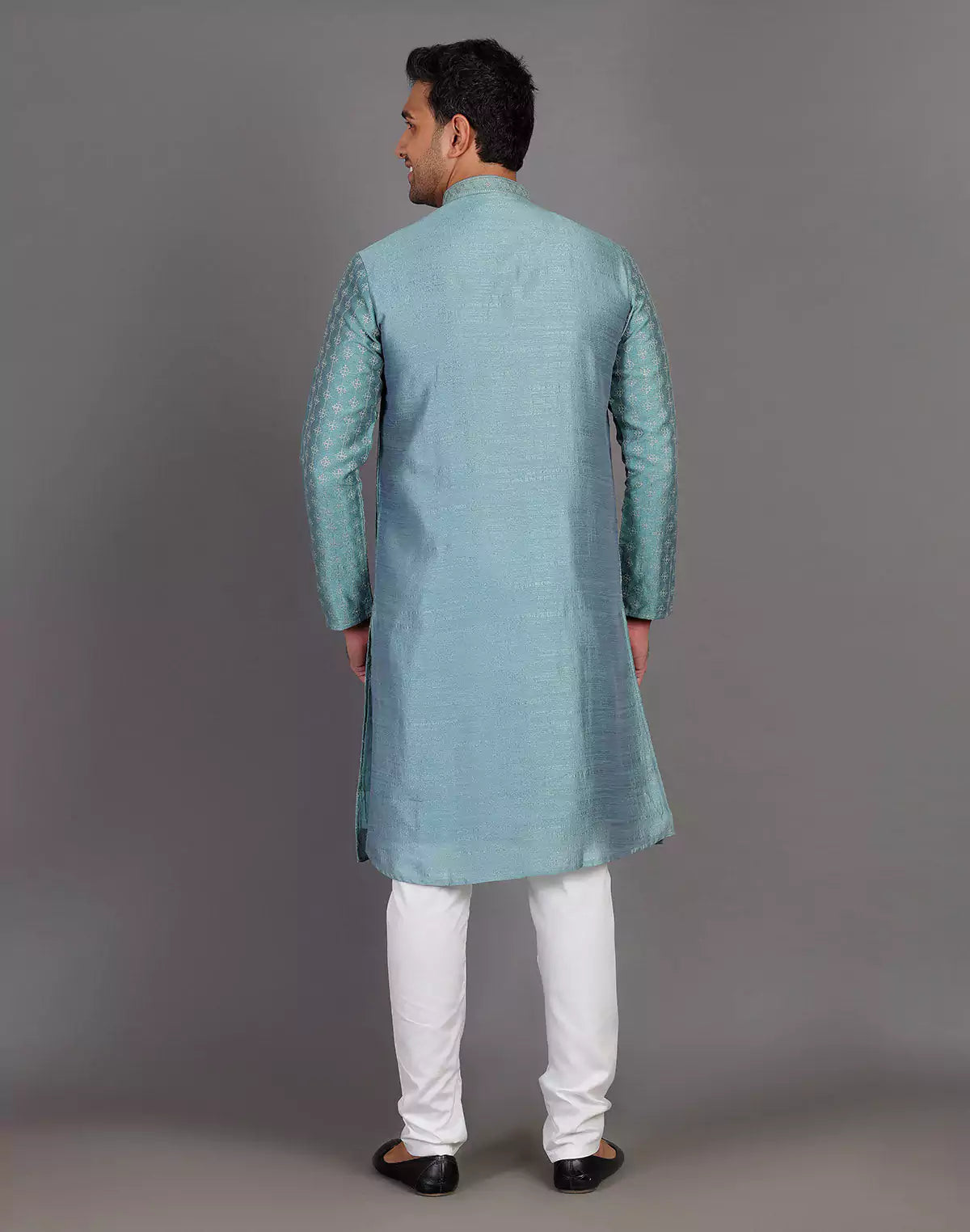 Stylish All Over Sequence Work Rama Green Party Wear Kurta Set