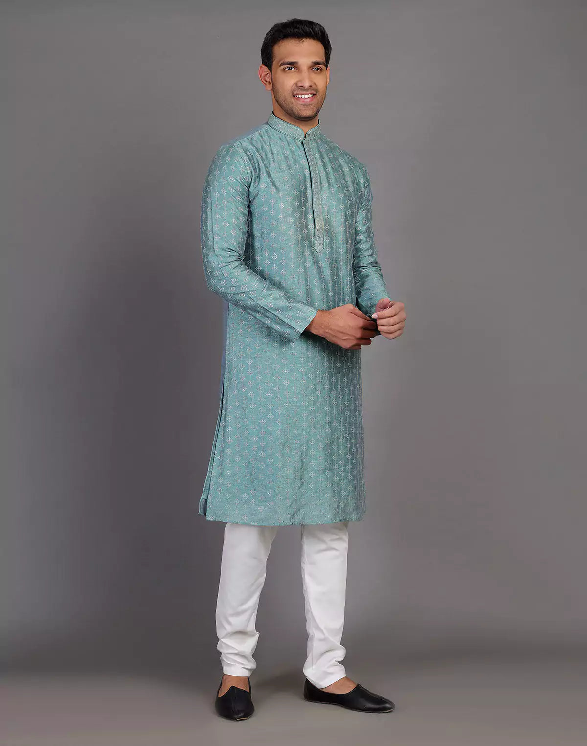Stylish All Over Sequence Work Rama Green Party Wear Kurta Set