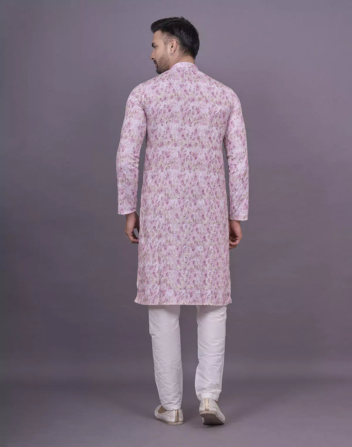 Light Pink Graphic Design Embellished work Cotton Kurta Set