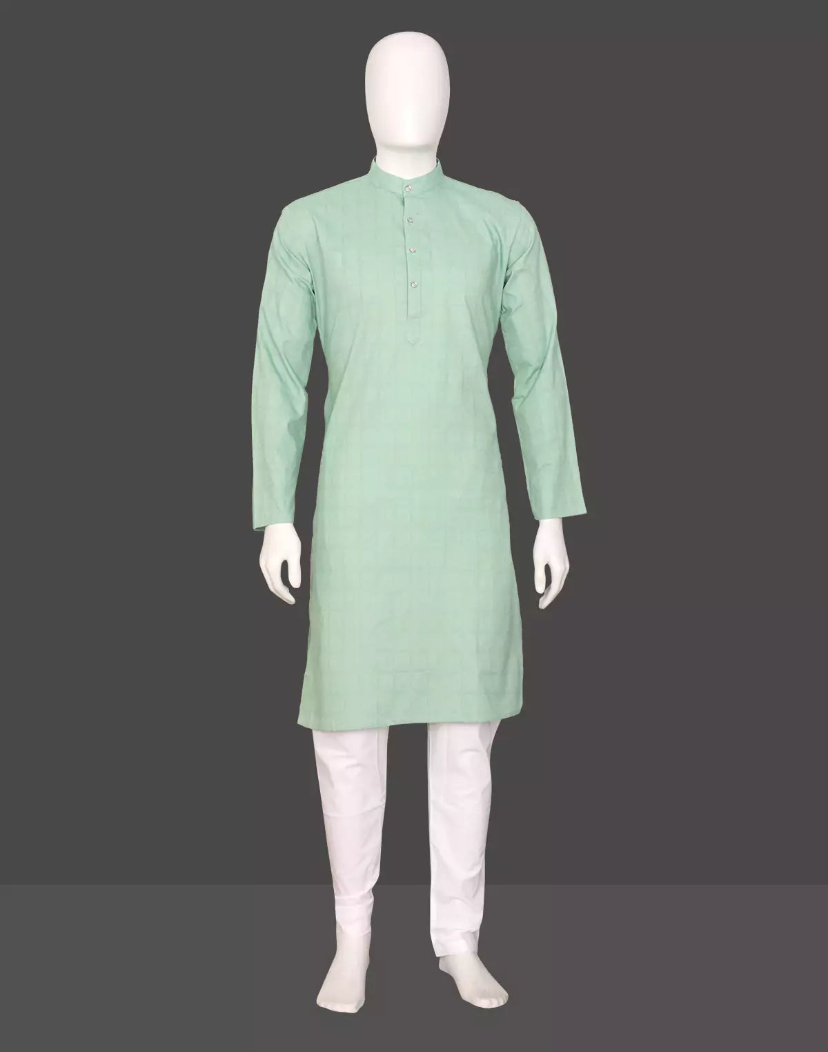 Self Geometric Weaving Cotton Pista Kurta Pyjama Set
