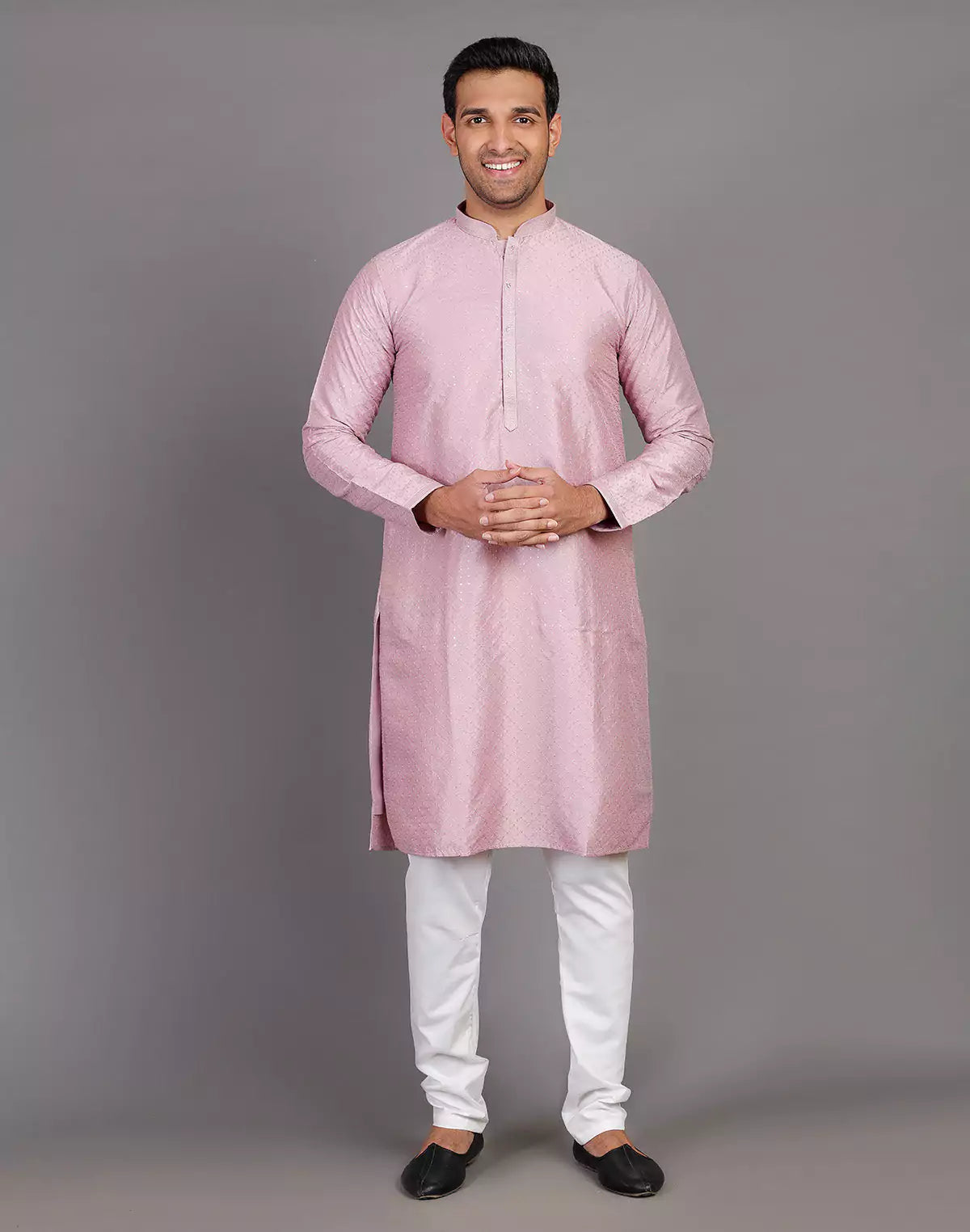 Onion Self Thread With Embellished Design Kurta Pyjama Set