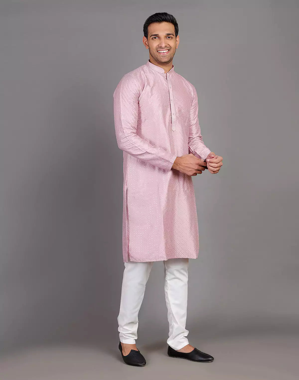 Onion Self Thread With Embellished Design Kurta Pyjama Set