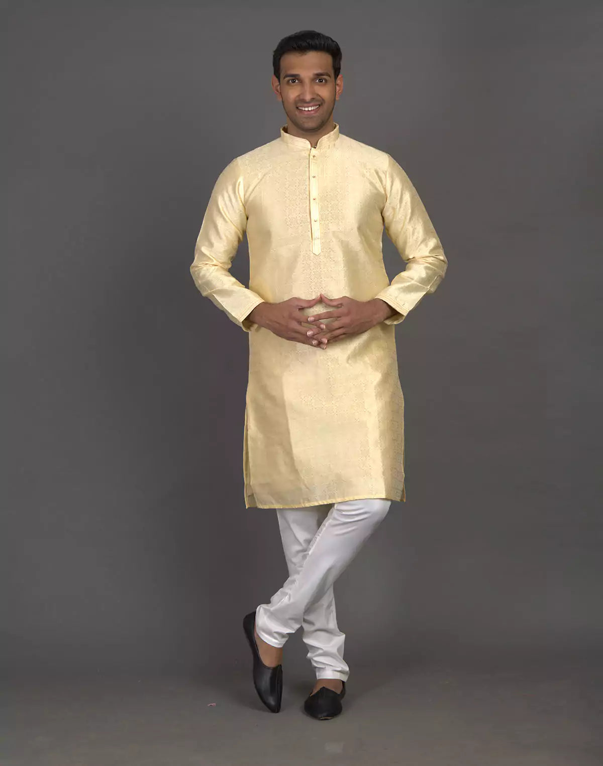 Self Thread with Embellished Cream Soft Silk Kurta Pyjama Set