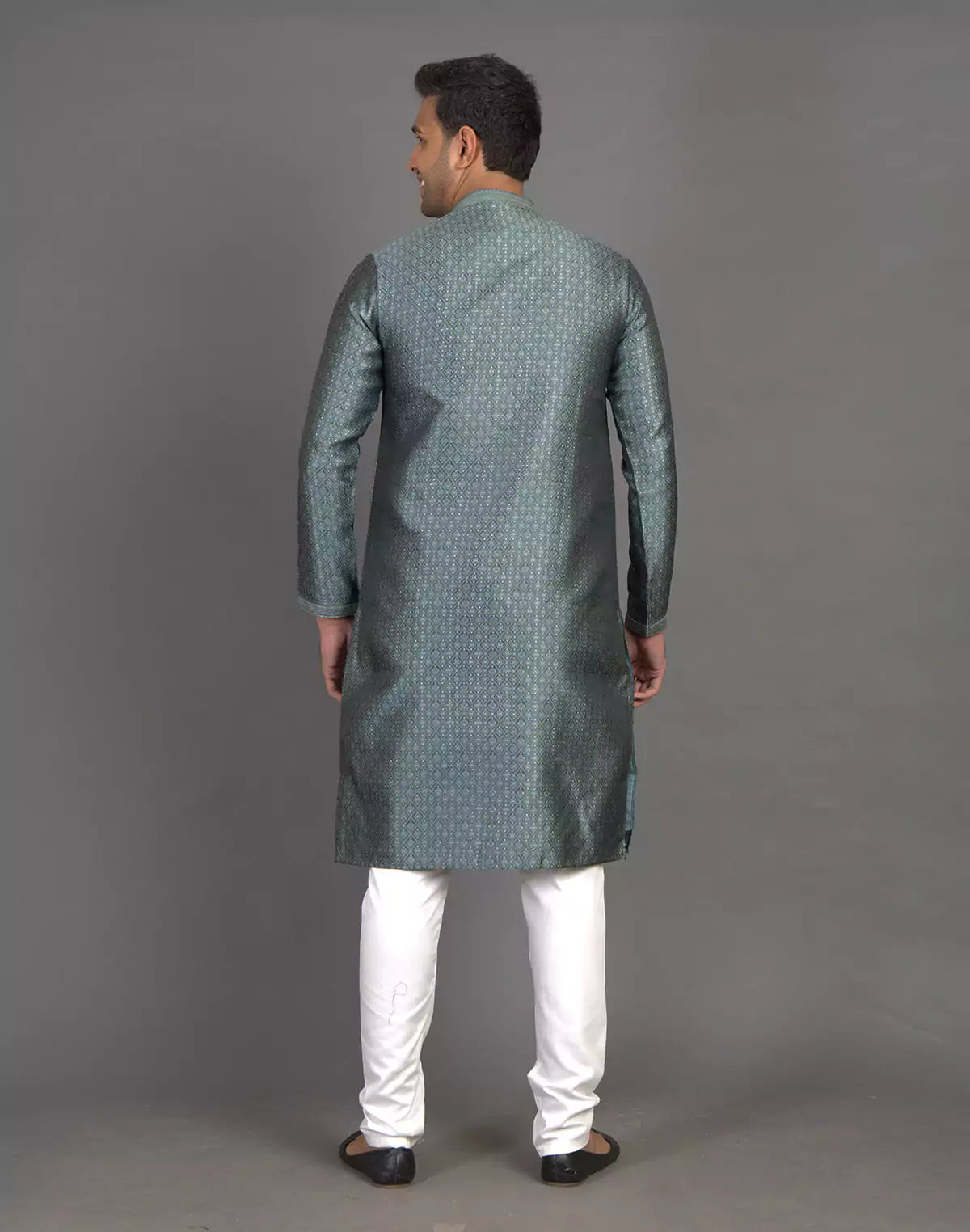 Self Brocade Weaving Design Grey Jacquard Kurta Set