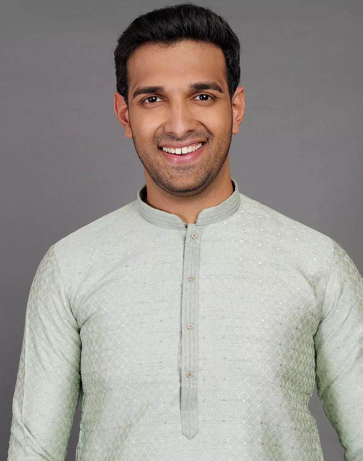 Pista Green Thread With Brocade Design Soft Silk Kurta Set