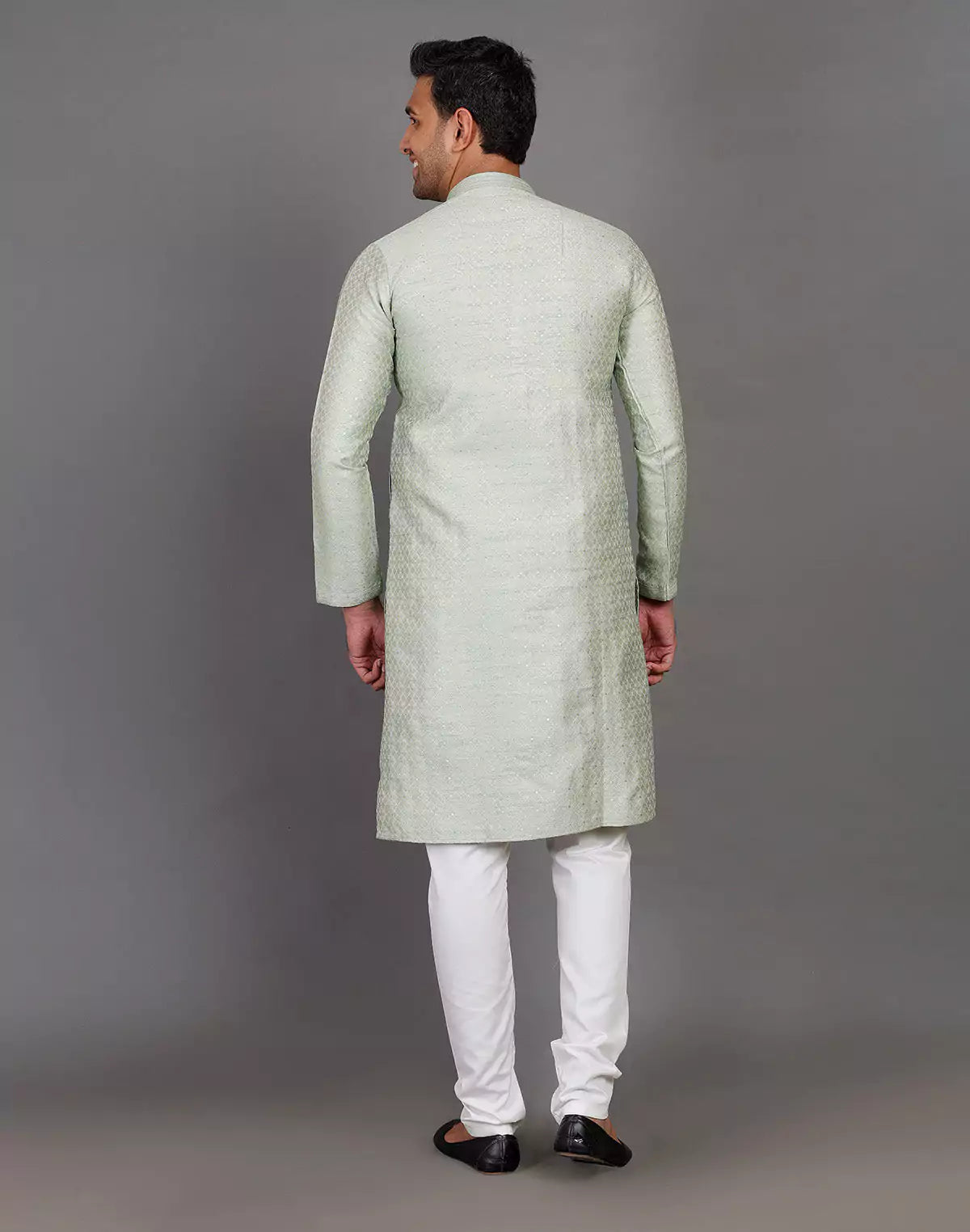 Pista Green Thread With Brocade Design Soft Silk Kurta Set