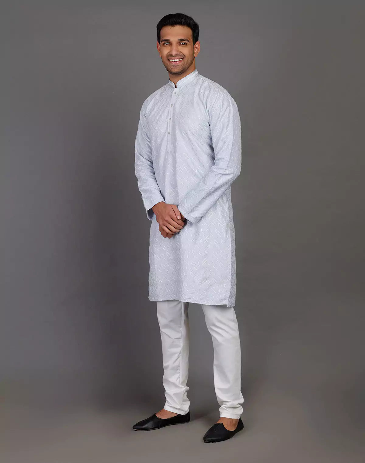 Soft Silk Simple and Comfort Sequence Work Blue Kurta Set