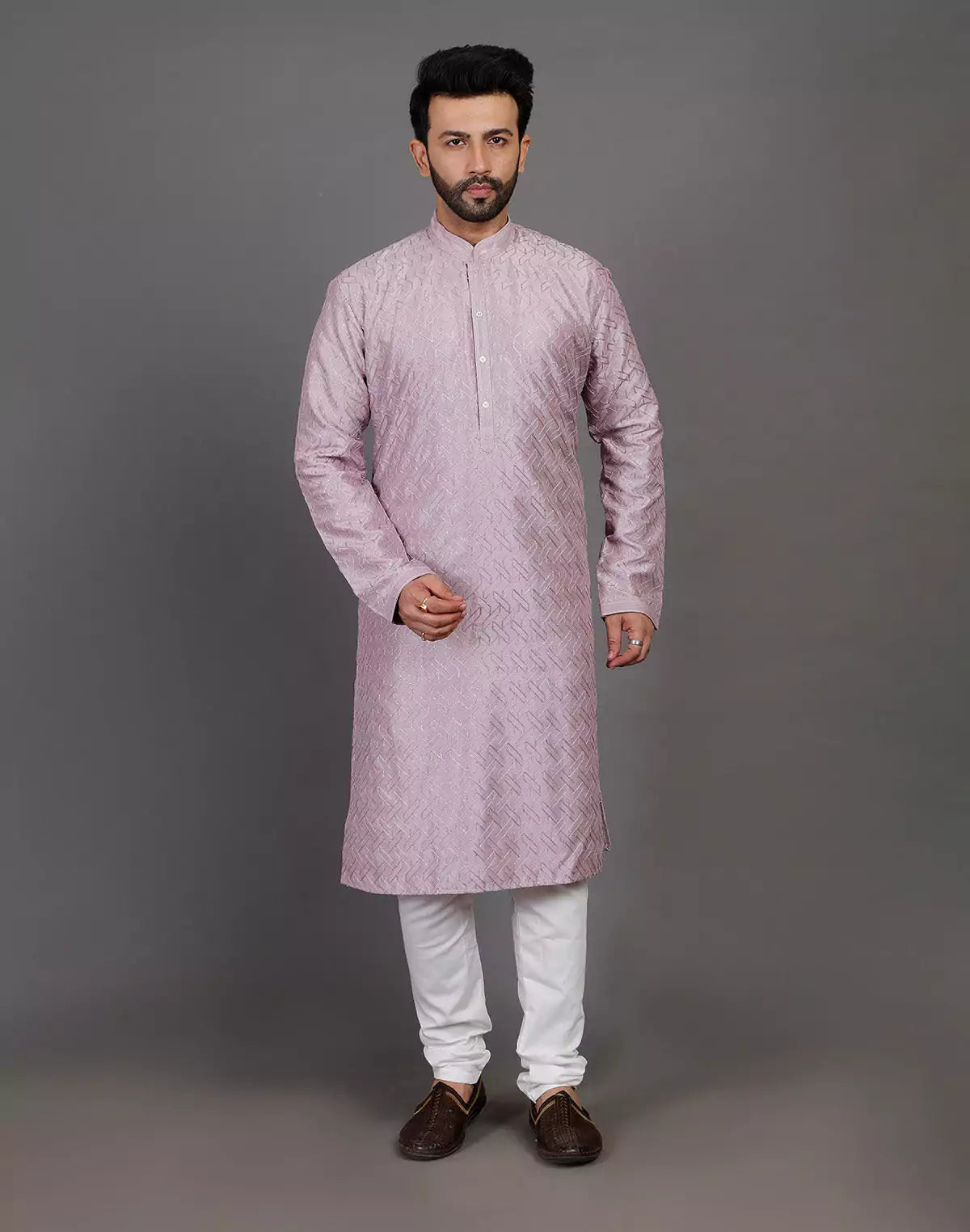 Soft Silk Simple and Comfort Sequence Work Lavender Kurta Set