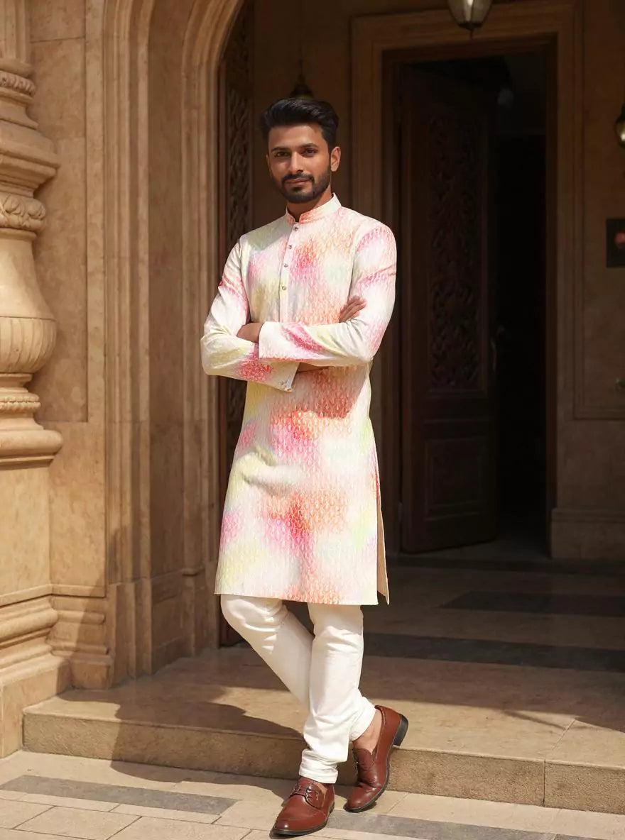Pink Floral Printed Cotton Kurta and Pyjama